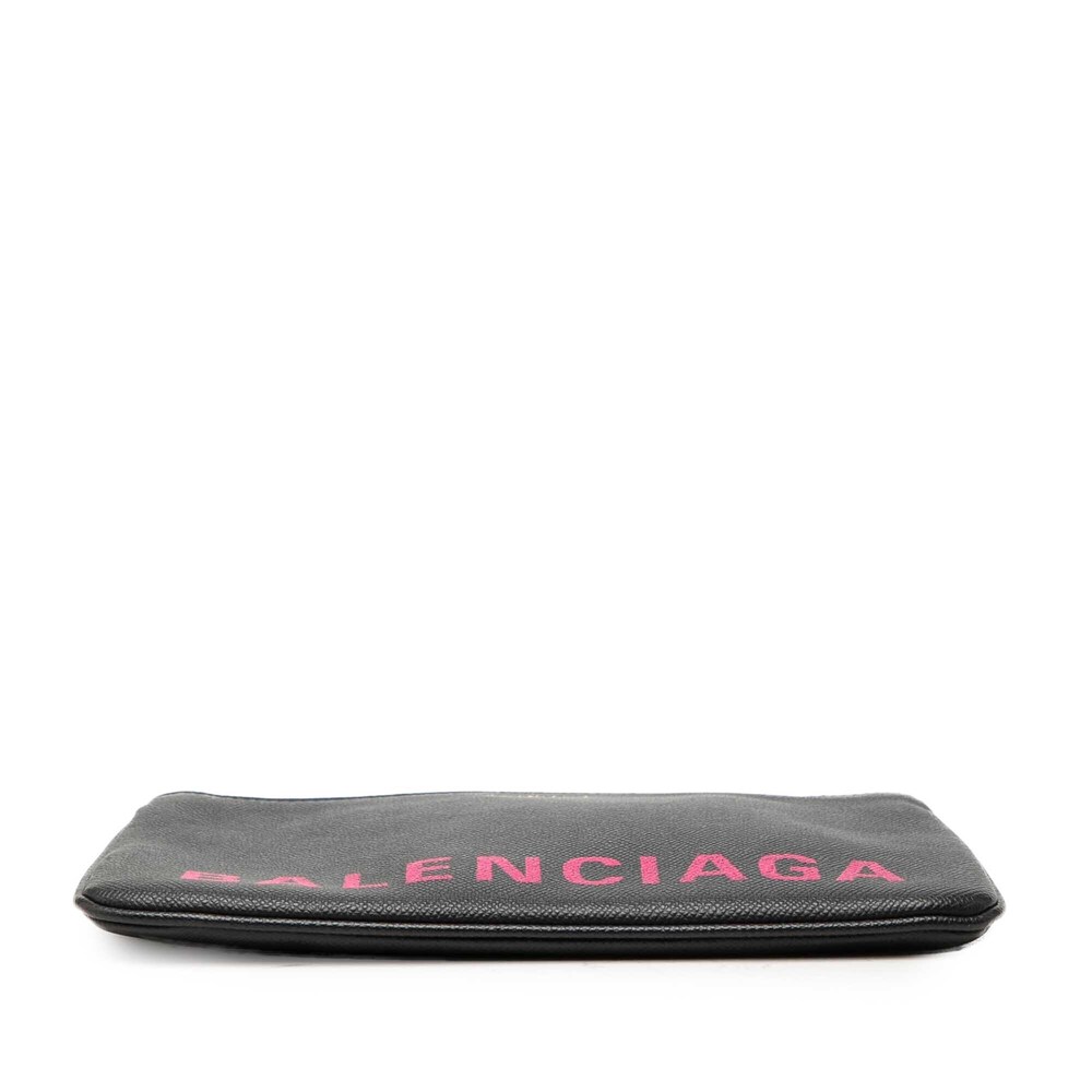 Pre-Loved Balenciaga Leather Ville Logo Clutch M - Picture 3 of 6